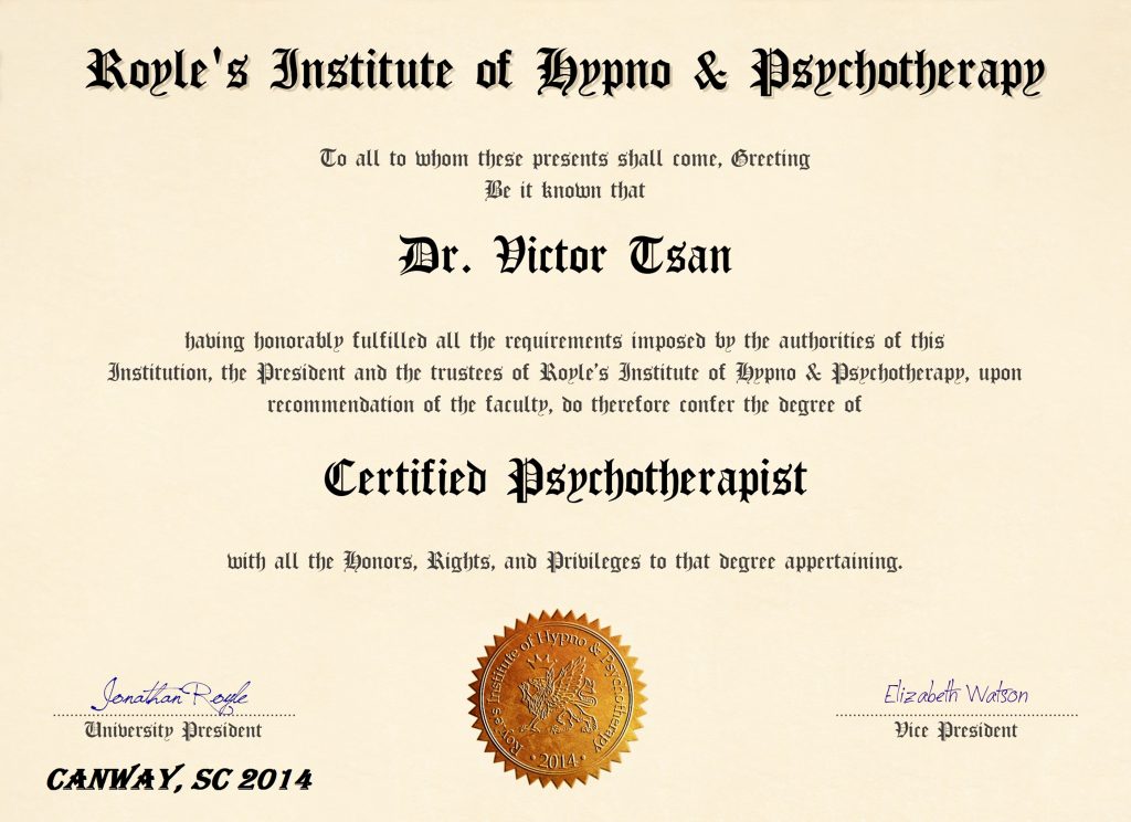 Hypnosis Therapy Training Certificate