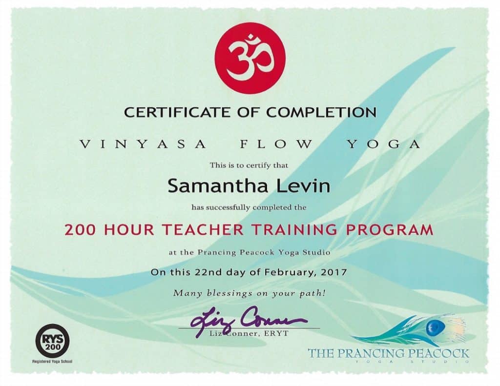Samantha Levin - Certified Yoga Teacher
