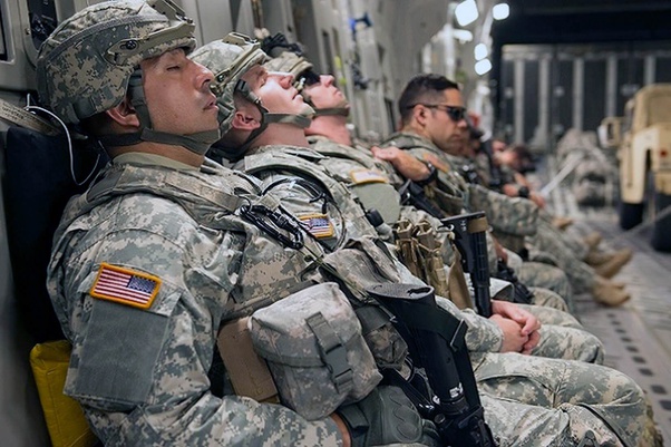 Soldiers sitting and relaxed