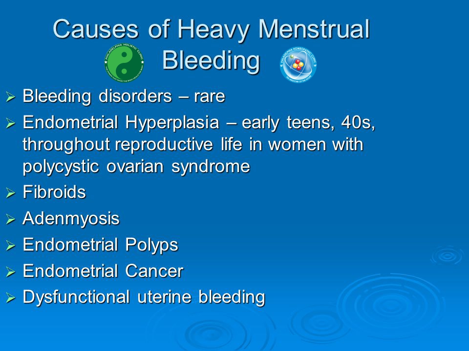 Causes of excessive menstrual bleeding