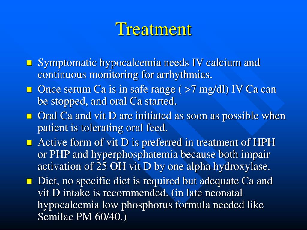 Treatment for hypocalcemia