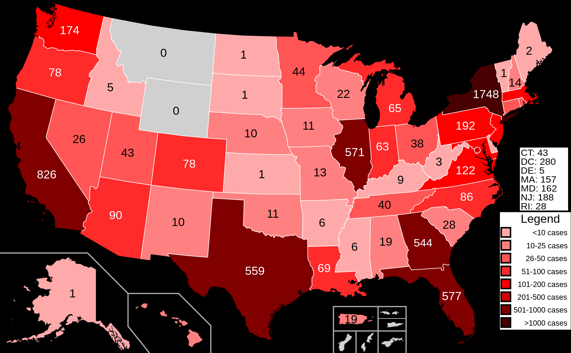 Spread of Monkeypox by states