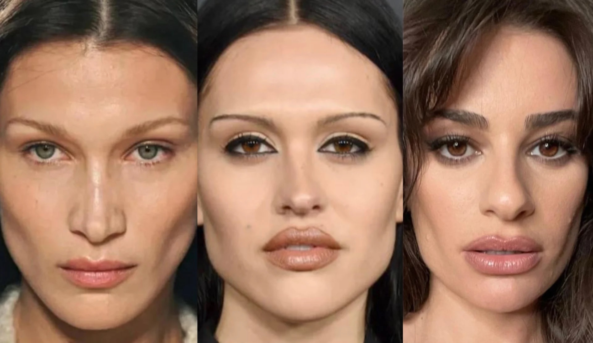 Lea Michele, Amelia Hamlin, and Sophie Turner's faces after buccal massage for cheek fat reduction