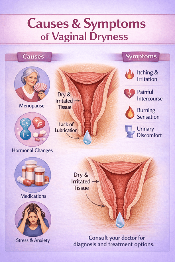Vaginal dryness causes and symptoms
