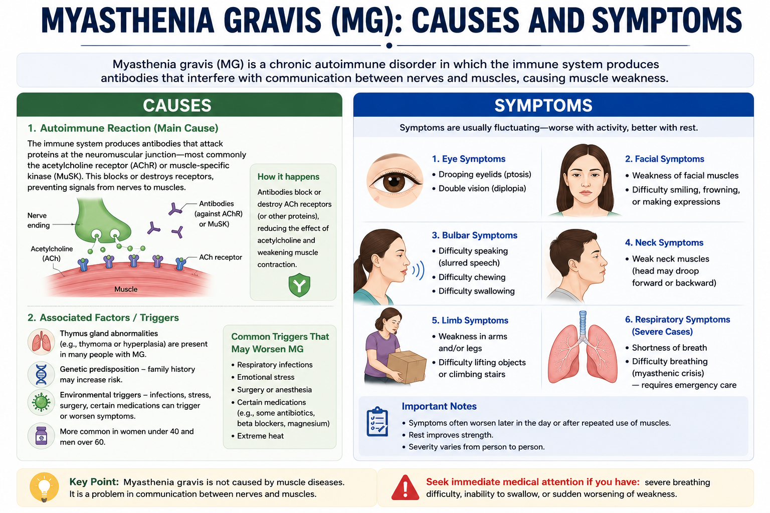 Causes and Symptoms of Myasthenia Gravis