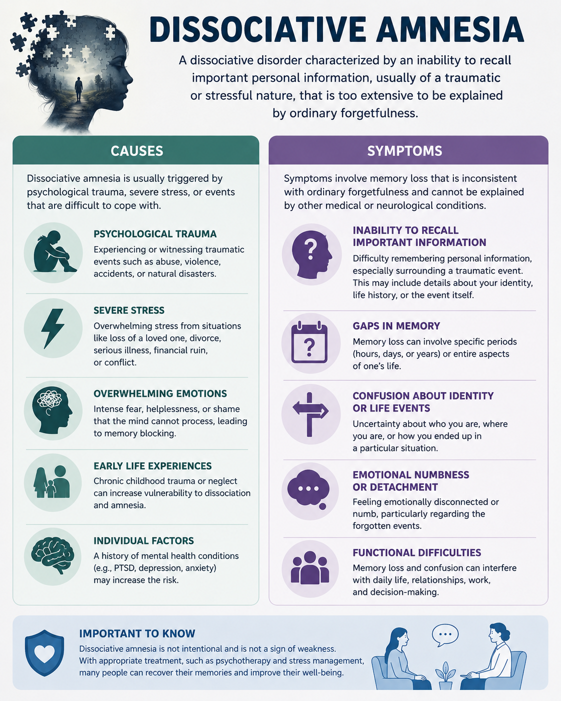 Causes and Symptoms of dissociative Amnesia