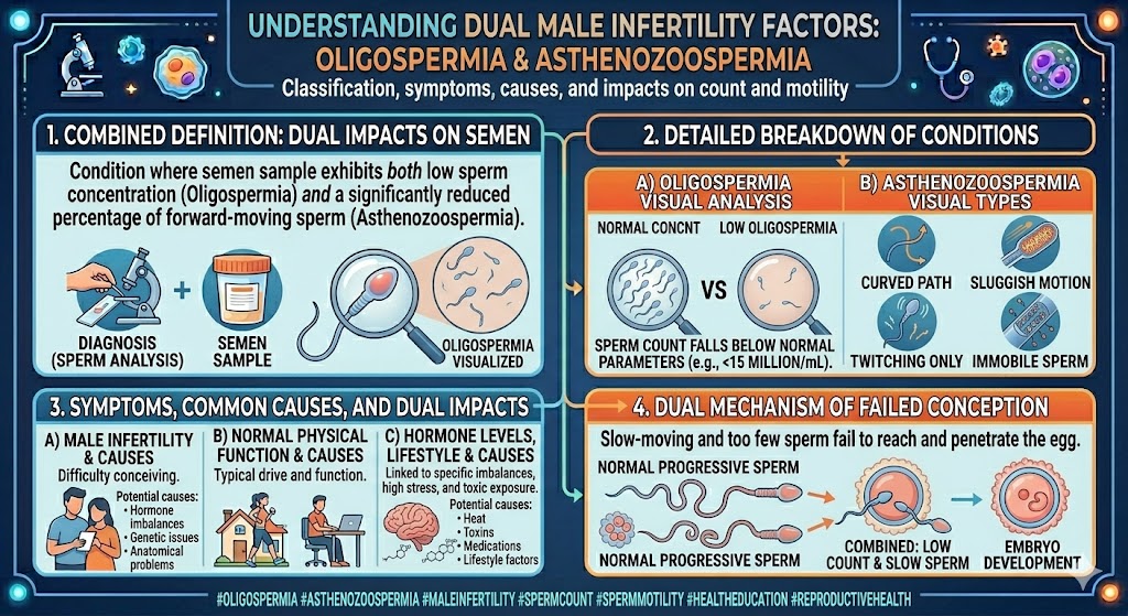 Oligospermia aka Low Sperm Count and Asthenozoospermia aka slow-moving sperm