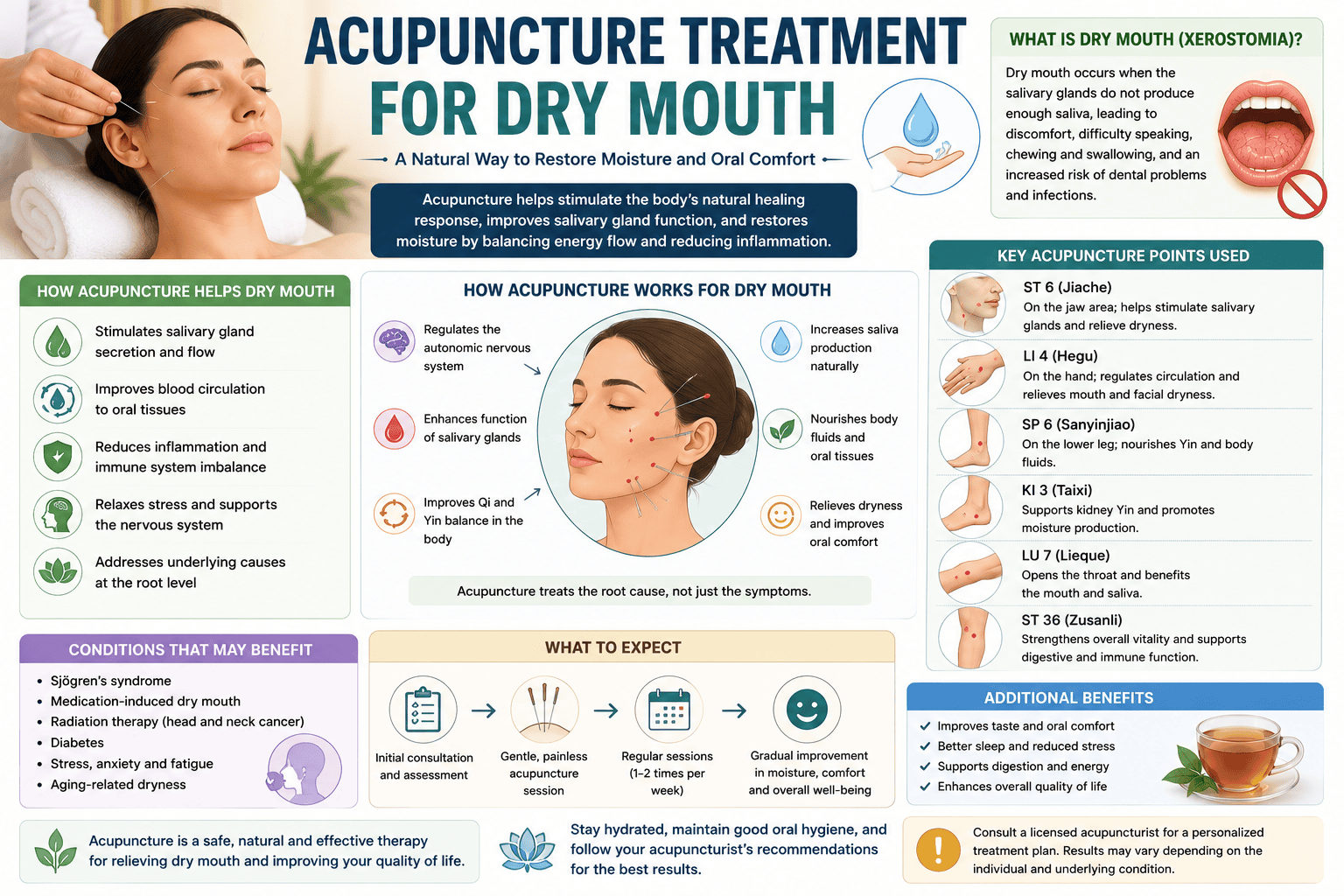 Acupuncture treatment for dry mouth