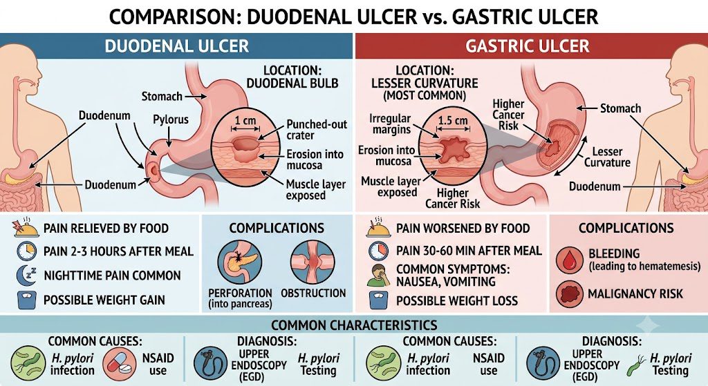 Duodenal ulcer vs. gastric ulcer