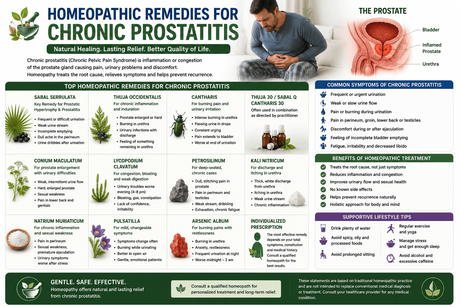 Homeopathic remedies for chrnoic prostate infection
