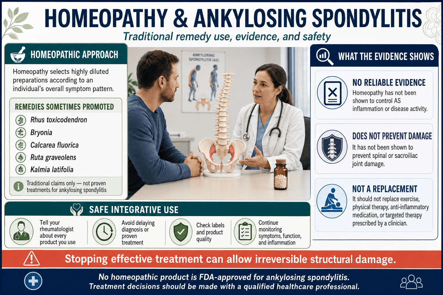 Homeopathic treatment and remedies for ankylosing spondylitis