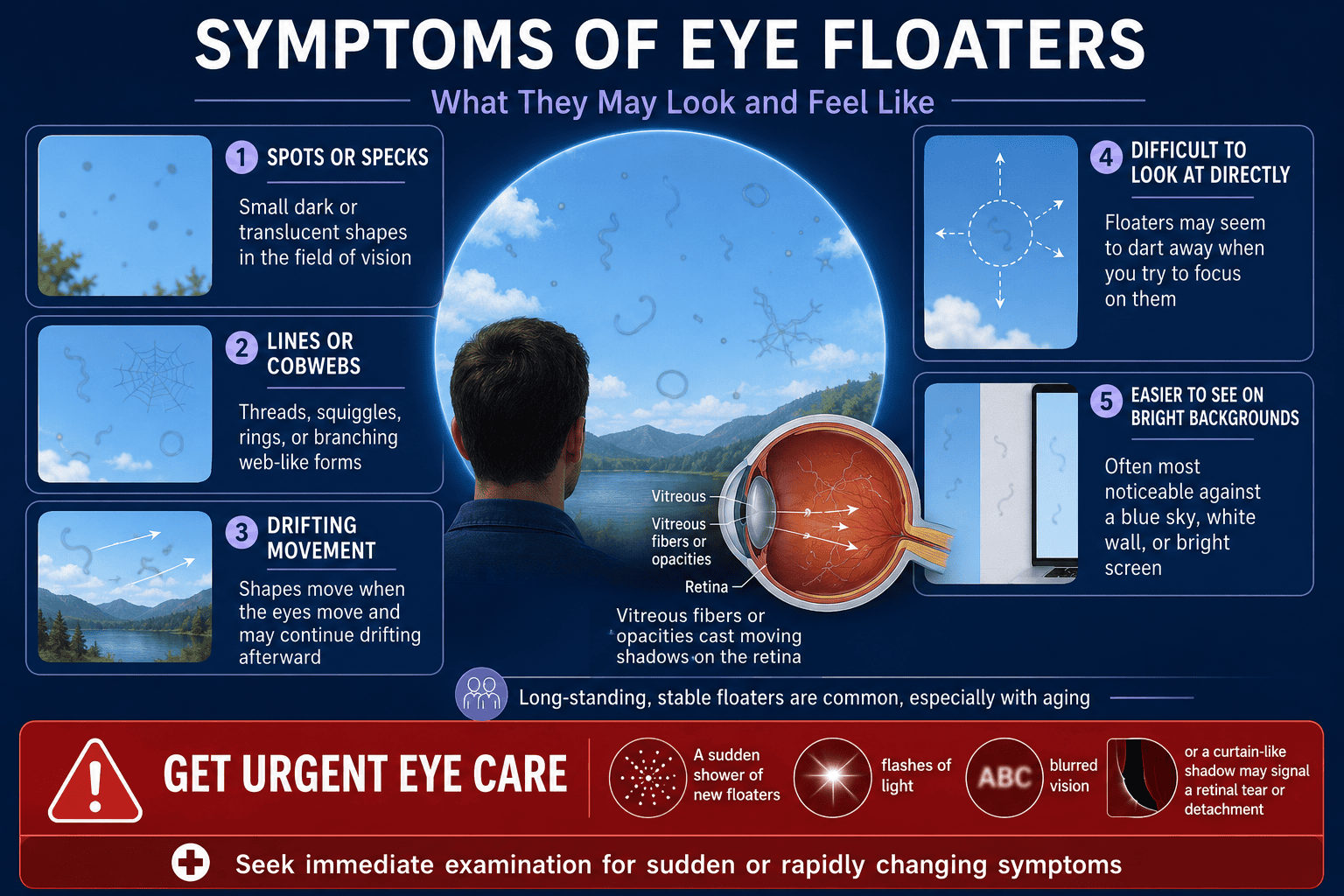 Symptoms of eye floaters