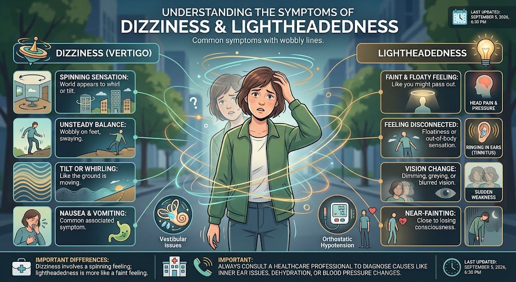 Symptoms of dizziness and lightheadedness